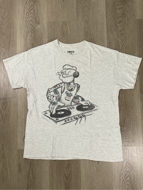 Popeye Graphic DJ Tee in Heather Gray